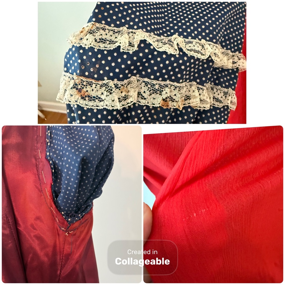 Vintage Handmade Dress with Red Apron Sz S - Picture 16 of 16